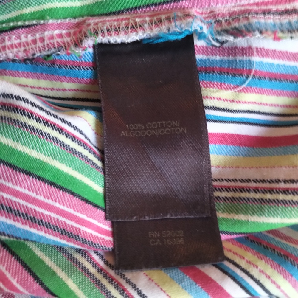 Liz Claiborne Cheerful Striped Button Down EUC XL - Picture 7 of 7